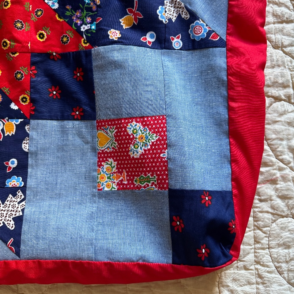 Handmade Vintage Patchwork Tote Bag 21"x17" Muslin Lined - Sew Loved 🧵🪡 - Picture 10 of 13